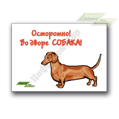 Табличка "Осторожно! Злая собака" (15х20 см, вариант L)