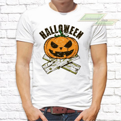 Мужская футболка с фото «Halloween (тыква на кресте)» Мужская футболка с фото «Halloween (тыква на кресте)»