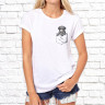 Женская футболка с фото «Щенок в кармане»   