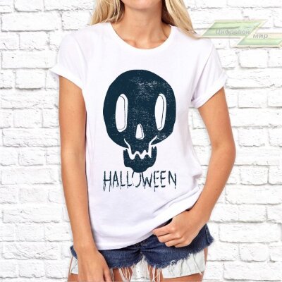 Женская футболка с фото «Halloween(череп)»      