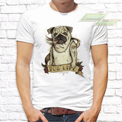 Мужская футболка с фото «Мопс (Pug life)»   