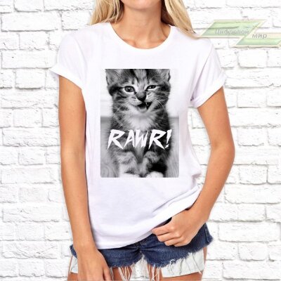 Женская футболка с фото «RAWR!(котёнок)»         