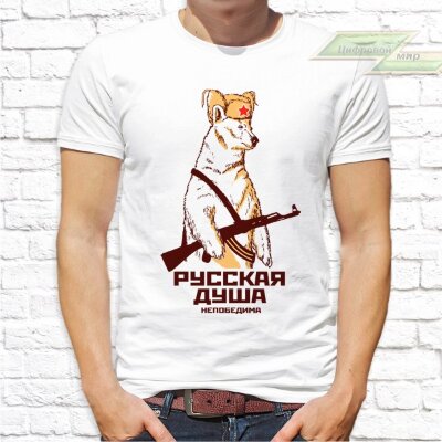 Мужская футболка с фото «Русская душа непобедима»  