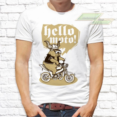 Мужская футболка с фото «Hello moto!»  