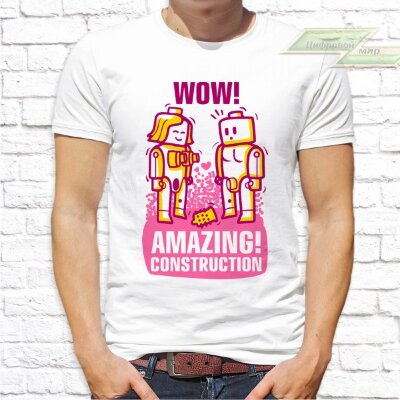 Мужская футболка с фото «WOW! AMAZING! Construction»  