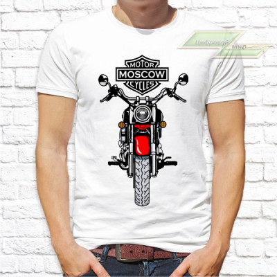 Мужская футболка с фото «Motor Moscow cycles(серый мотоцикл)» Мужская футболка с фото «Motor Moscow cycles(серый мотоцикл)»