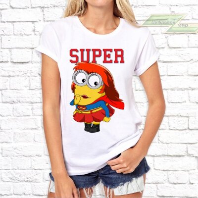 Женская футболка с фото «Super миньон девочка»       