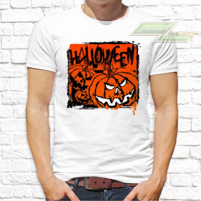 Мужская футболка с фото «Halloween(тыквы)»     